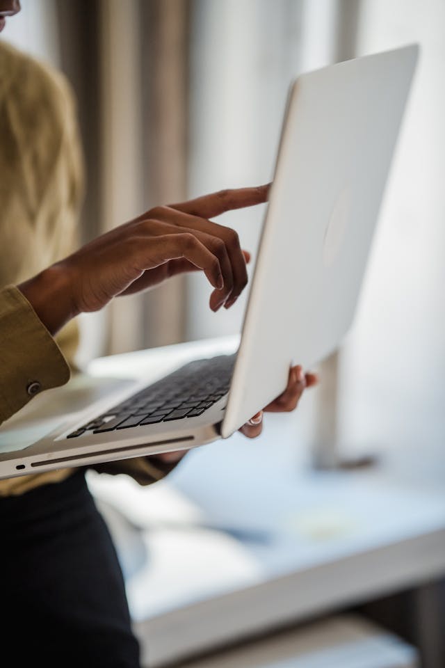 person on computer